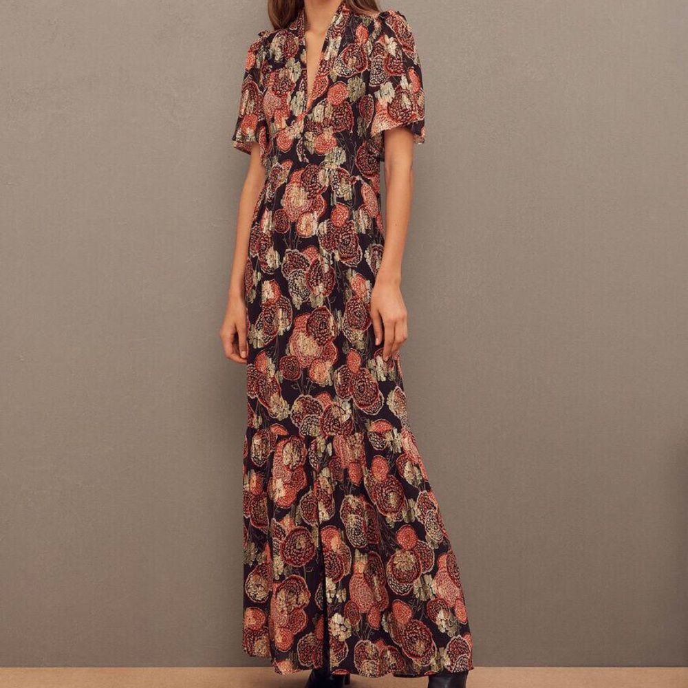 ba&sh Floral Maxi Dress - Black and Red - Picture 6 of 12